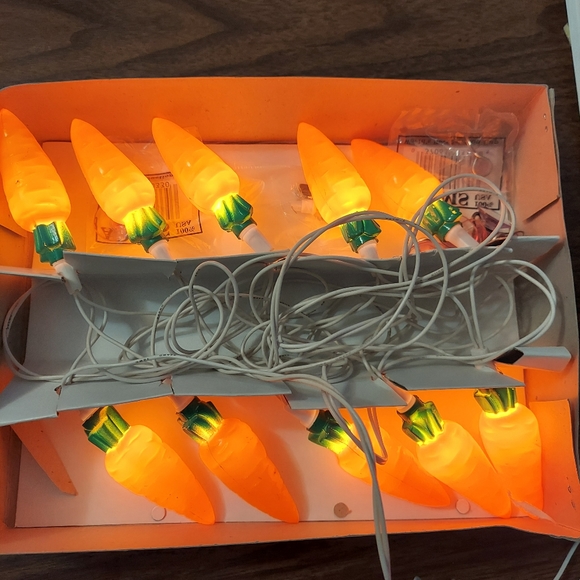 Vtg Easter Carrot String Light 10 Plastic Vegetables Cottontale Collection - Picture 3 of 6